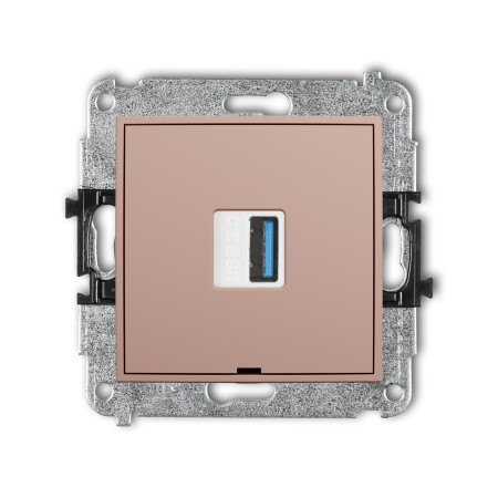 Karlik Seria Mini Mechamizm gniazda pojedynczego USB A-A 3.0, bez pola opisowego kolor łososiowy symbol 62MGUSBBO-5