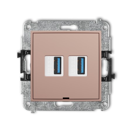 Karlik Seria Mini Mechanizm gniazda podwójnego 2xUSB A-A 3.0, bez pola opisowego kolor łososiowy symbol 62MGUSBBO-6