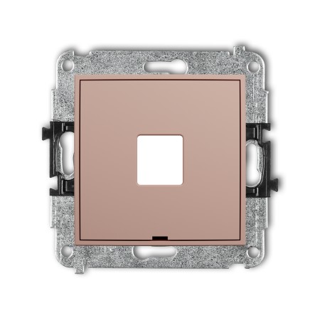 Karlik Seria Mini Mechanizm gniazda multimedialnego pojedynczego bez modułu, bez pola opisowego (standard Keystone) kolor łososiowy symbol 62MGMBO-1P
