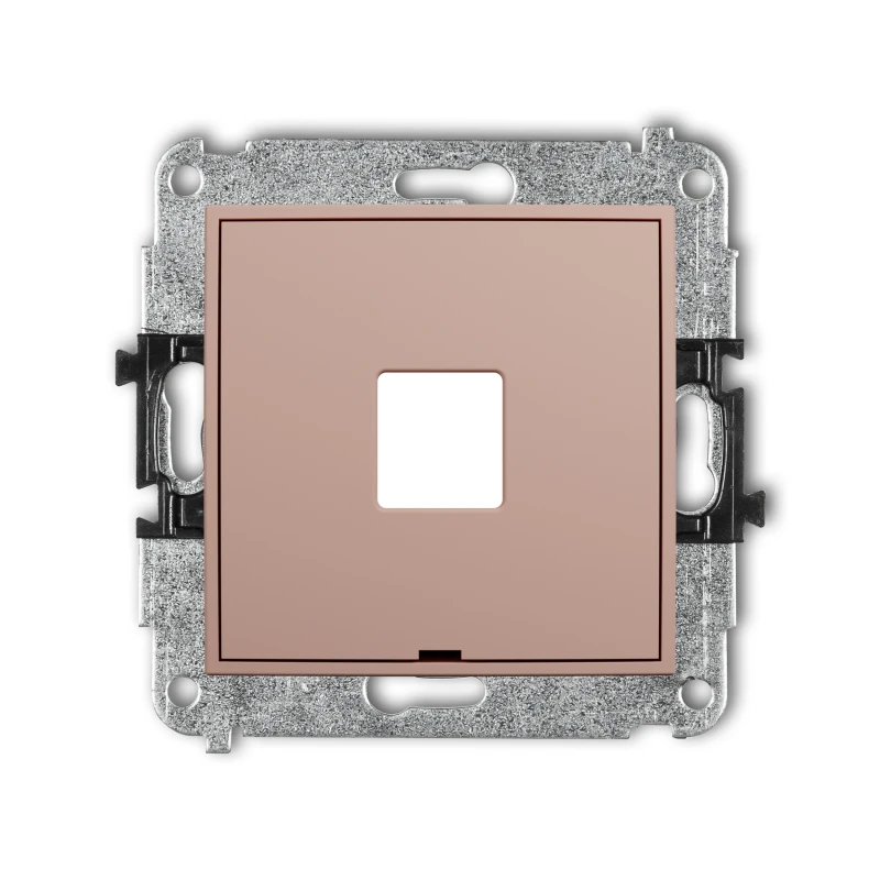 Karlik Seria Mini Mechanizm gniazda multimedialnego pojedynczego bez modułu, bez pola opisowego (standard Keystone) kolor łososiowy symbol 62MGMBO-1P