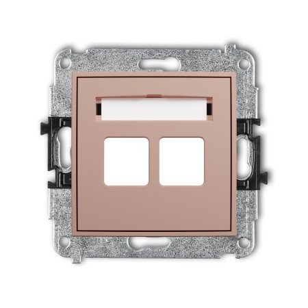 Karlik Seria Mini Mechanizm gniazda multimedialnego podwójnego bez modułu (standard Keystone) kolor łososiowy symbol 62MGM-2P
