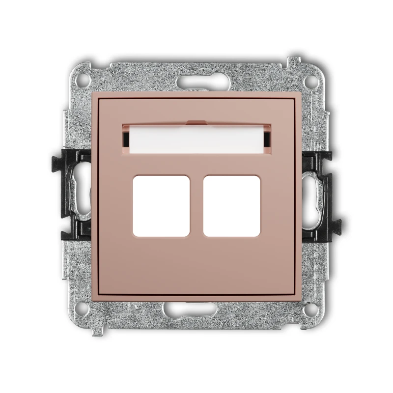 Karlik Seria Mini Mechanizm gniazda multimedialnego podwójnego bez modułu (standard Keystone) kolor łososiowy symbol 62MGM-2P