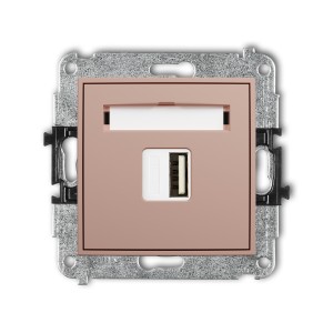 Karlik Seria Mini Mechanizm ładowarki USB pojedynczej USB A, 5W max., 5V, 1A kolor łososiowy symbol 62MCUSB-1