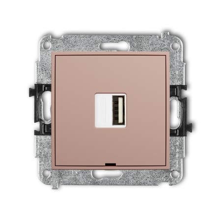 Karlik Seria Mini Mechanizm ładowarki USB pojedynczej USB A, 5W max., 5V, 1A, bez pola opisowego kolor łososiowy symbol 62MCUSBBO-1