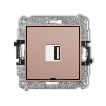 Karlik Seria Mini Mechanizm ładowarki USB pojedynczej USB A, 10W max., 5V, 2A, bez pola opisowego kolor łososiowy symbol 62MCUSBBO-3