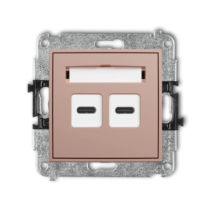Karlik Seria Mini Mechanizm ładowarki USB podwójnej 2xUSB C, 20W max. kolor łososiowy symbol 62MCUSB-7