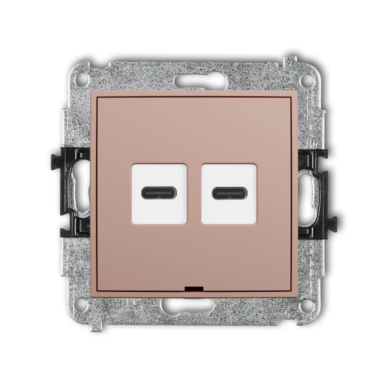 Karlik Seria Mini Mechanizm ładowarki USB podwójnej 2xUSB C, 20W max., bez pola opisowego kolor łososiowy symbol 62MCUSBBO-7