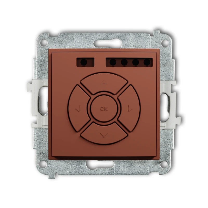 Karlik Seria Mini Mechanizm elektronicznego sterownika roletowego (przycisk strefowy) kolor terakota symbol 63MSR-5