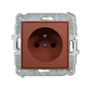 Karlik Seria Mini Mechanizm gniazda pojedynczego z uziemieniem 2P+Z (przesłony torów prądowych) kolor terakota symbol 63MGP-1zp