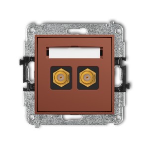 Karlik Seria Mini Mechanizm gniazda antenowego podwójnego typu F (SAT) pozłacany kolor terakota symbol 63MGF-2.1