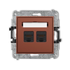 Karlik Seria Mini Mechanizm gniazda komputerowego podwójnego 2xRJ45, kat. 5e, 8-stykowy kolor terakota symbol 63MGK-2