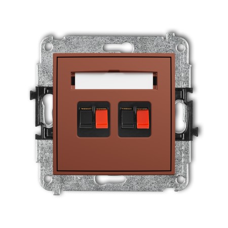 Karlik Seria Mini Mechanizm gniazda głośnikowego podwójnego kolor terakota symbol 63MGG-2