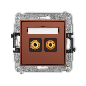 Karlik Seria Mini Mechanizm gniazda głośnikowego pojedynczego (typu banan - czerwony i czarny, pozłacany, 4 mm2, skręcany) kolor terakota symbol 63MGG-4