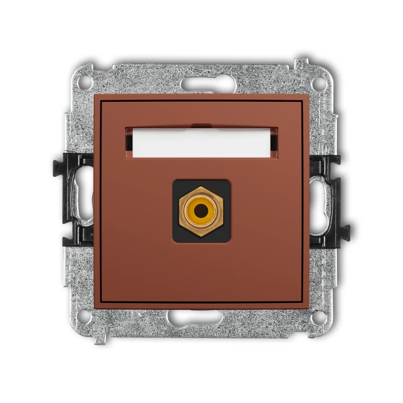 Karlik Seria Mini Mechanizm gniazda pojedynczego RCA (typu cinch - żółty, pozłacany) kolor terakota symbol 63MGRCA-1