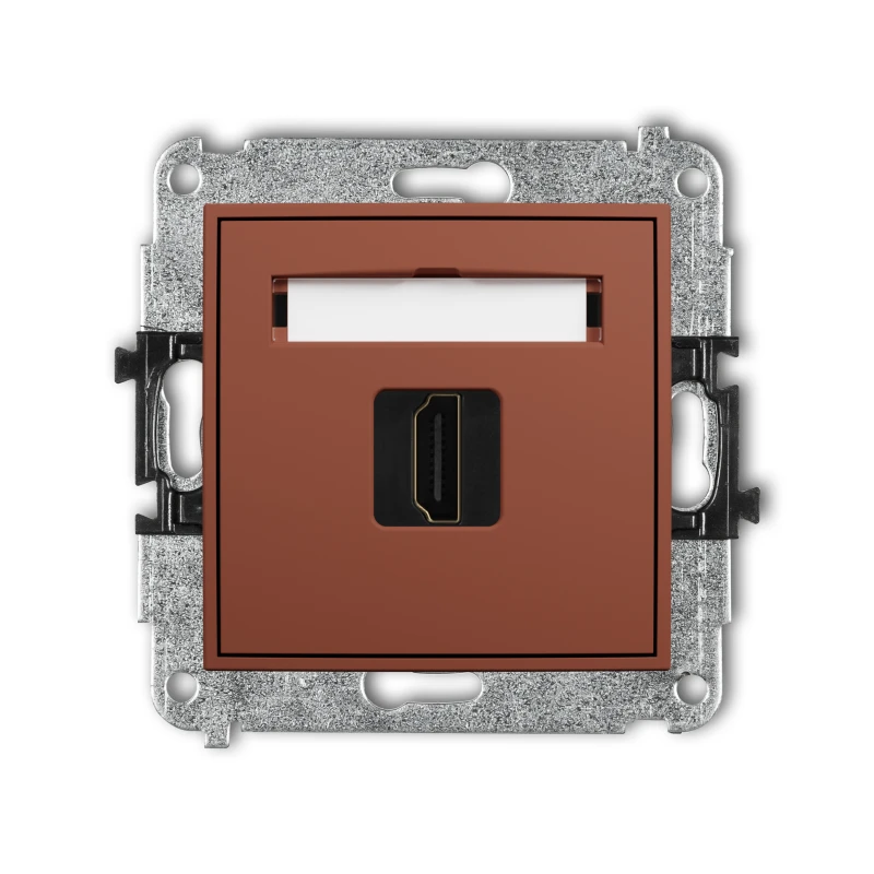 Karlik Seria Mini Mechanizm gniazda pojedynczego HDMI 2.0, 4K kolor terakota symbol 63MHDMI-3