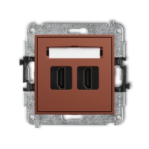 Karlik Seria Mini Mechanizm gniazda podwójnego HDMI 2.1, 8K kolor terakota symbol 63MHDMI-6