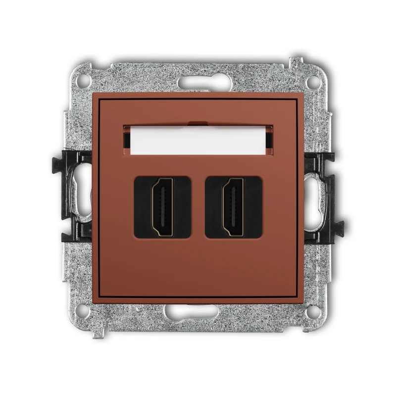 Karlik Seria Mini Mechanizm gniazda podwójnego HDMI 2.1, 8K kolor terakota symbol 63MHDMI-6