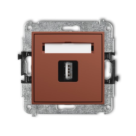 Karlik Seria Mini Mechanizm gniazda pojedynczego USB A-A 2.0 kolor terakota symbol 63MGUSB-1