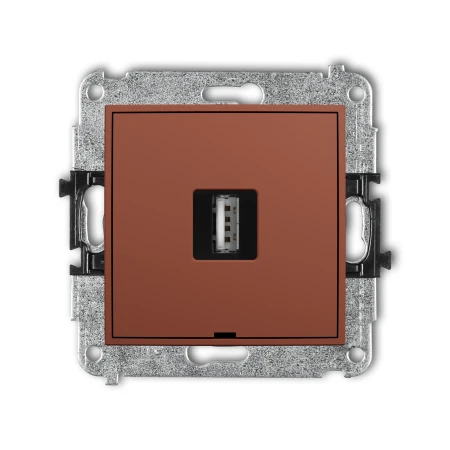 Karlik Seria Mini Mechanizm gniazda pojedynczego USB A-A 2.0, bez pola opisowego kolor terakota symbol 63MGUSBBO-1