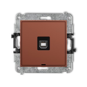 Karlik Seria Mini Mechanizm gniazda pojedynczego USB A-B 2.0, bez pola opisowego kolor terakota symbol 63MGUSBBO-3
