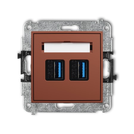 Karlik Seria Mini Mechanizm gniazda podwójnego 2xUSB A-A 3.0 kolor terakota symbol 63MGUSB-6