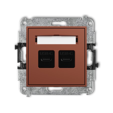 Karlik Seria Mini Mechanizm gniazda podwójnego 2xUSB C-C kolor terakota symbol 63MGUSB-8