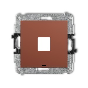 Karlik Seria Mini Mechanizm gniazda multimedialnego pojedynczego bez modułu, bez pola opisowego (standard Keystone) kolor terakota symbol 63MGMBO-1P