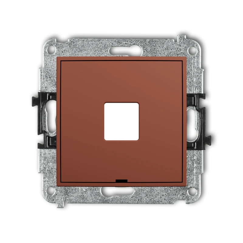 Karlik Seria Mini Mechanizm gniazda multimedialnego pojedynczego bez modułu, bez pola opisowego (standard Keystone) kolor terakota symbol 63MGMBO-1P