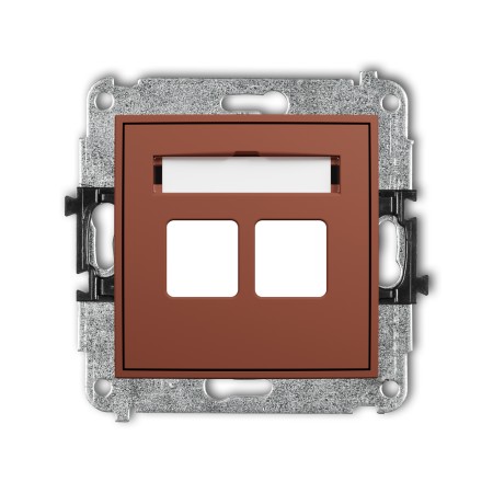 Karlik Seria Mini Mechanizm gniazda multimedialnego podwójnego bez modułu (standard Keystone) kolor terakota symbol 63MGM-2P