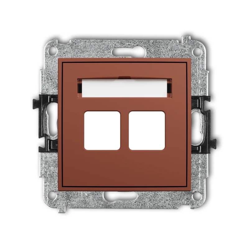 Karlik Seria Mini Mechanizm gniazda multimedialnego podwójnego bez modułu (standard Keystone) kolor terakota symbol 63MGM-2P