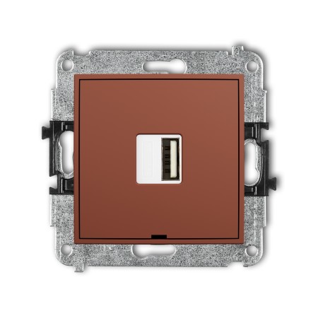 Karlik Seria Mini Mechanizm ładowarki USB pojedynczej USB A, 10W max., 5V, 2A, bez pola opisowego kolor terakota symbol 63MCUSBBO-3