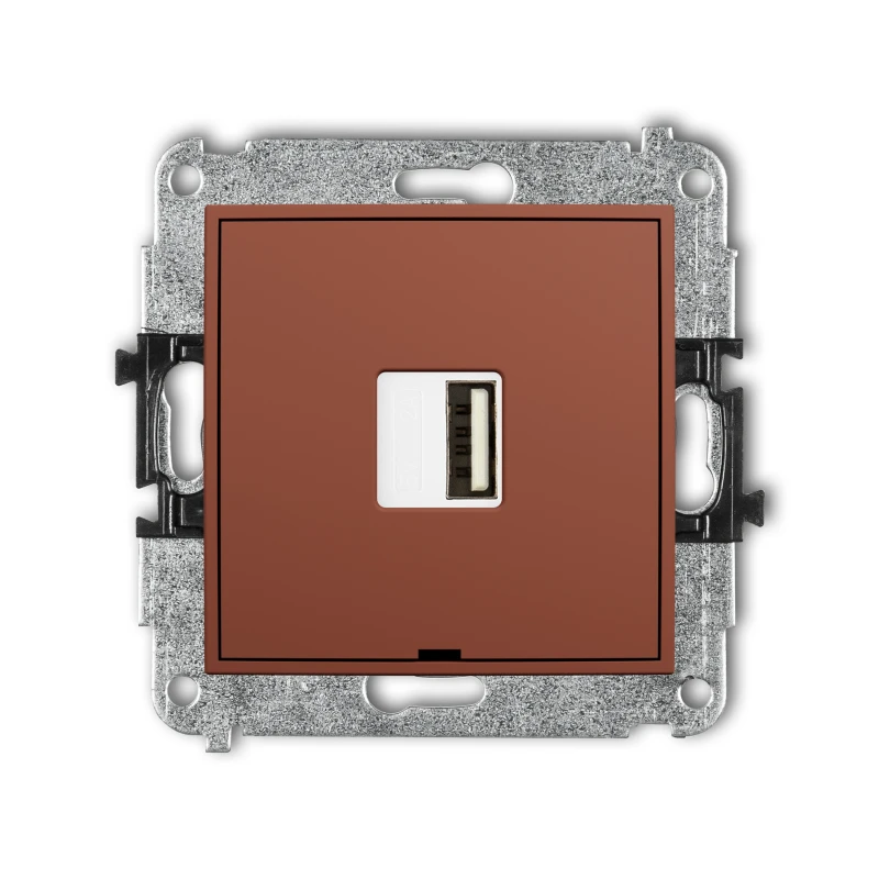 Karlik Seria Mini Mechanizm ładowarki USB pojedynczej USB A, 10W max., 5V, 2A, bez pola opisowego kolor terakota symbol 63MCUSBBO-3