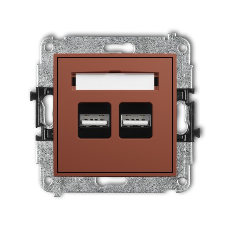 Karlik Seria Mini Mechanizm ładowarki USB podwójnej 2xUSB A, 15,5W max., 5V, 3.1A kolor terakota symbol 63MCUSB-6
