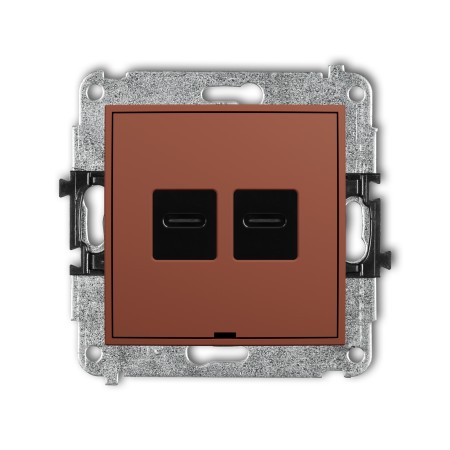 Karlik Seria Mini Mechanizm ładowarki USB podwójnej 2xUSB C, 20W max., bez pola opisowego kolor terakota symbol 63MCUSBBO-7