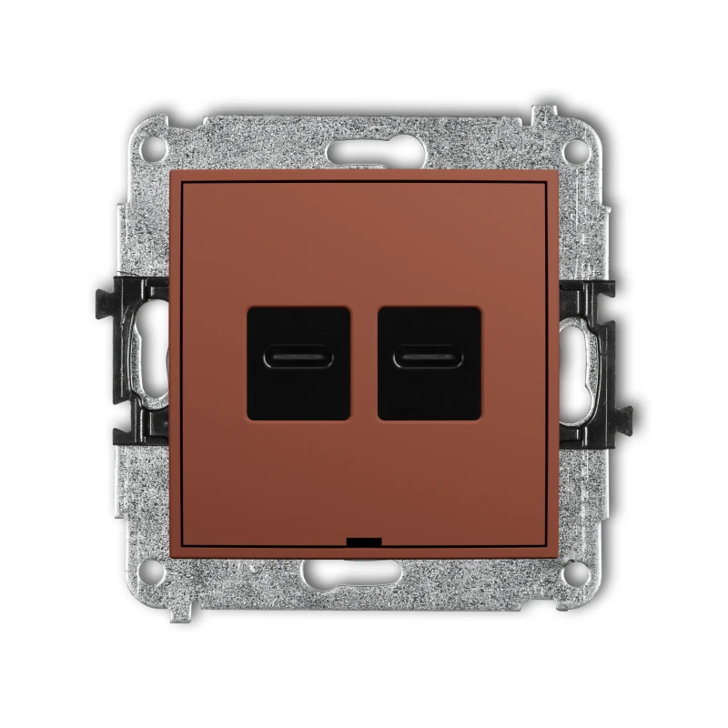 Karlik Seria Mini Mechanizm ładowarki USB podwójnej 2xUSB C, 20W max., bez pola opisowego kolor terakota symbol 63MCUSBBO-7