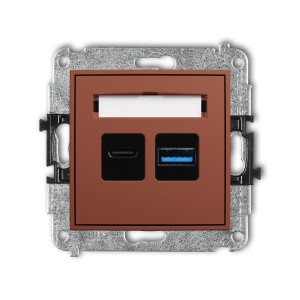 Karlik Seria Mini Mechanizm ładowarki USB podwójnej USB C + USB A, 20W max. kolor terakota symbol 63MCUSB-8