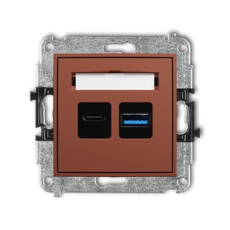 Karlik Seria Mini Mechanizm ładowarki USB podwójnej USB C + USB A, 20W max. kolor terakota symbol 63MCUSB-8