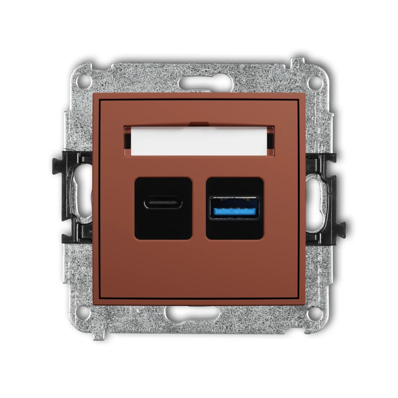 Karlik Seria Mini Mechanizm ładowarki USB podwójnej USB C + USB A, 20W max. kolor terakota symbol 63MCUSB-8