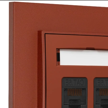 Gniazdo internetowe rj45 2x z ramką kwadratową seria MINI kolor terakota