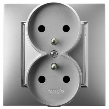 Gniazdo Podwójne Gniazdko Ospel Aria Srebrny Srebro