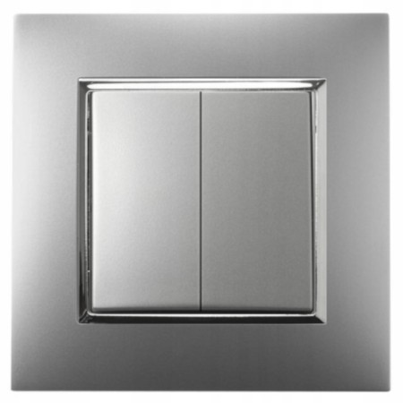 Włącznik Światła Podwójny Schodowy Ospel Aria Srebrny Srebro