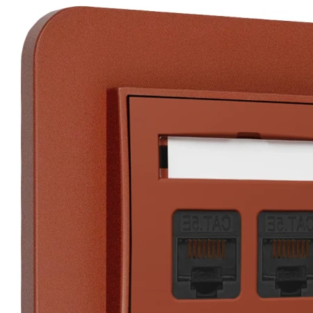 Gniazdo internetowe rj45 2x z ramką zaokrągloną seria MINI kolor terakota