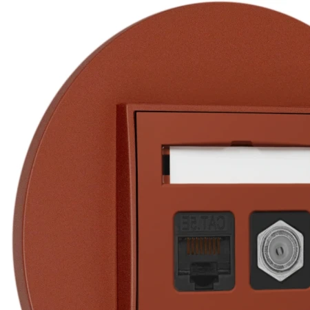 Gniazdo rj45/antenowe z ramką okrągłą seria MINI kolor terakota