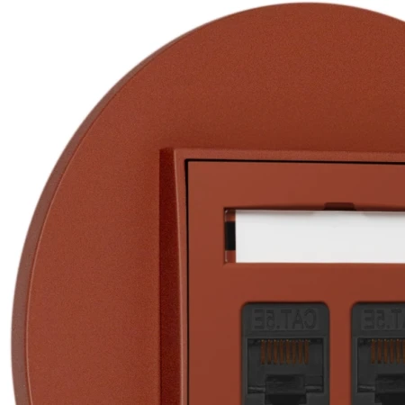 Gniazdo internetowe rj45 2x z ramką okrągłą seria MINI kolor terakota
