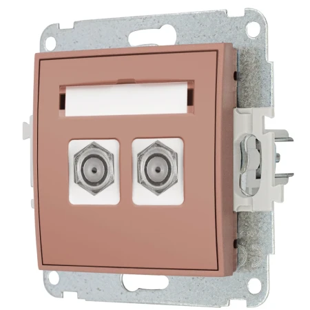 Gniazdo internetowe rj45 2x z ramką kwadratową seria MINI kolor łososiowy