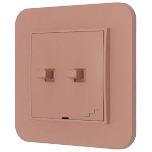 Włącznik schodowy podwójny w stylu USA ramka zaokrąglona seria Mini kolor łososiowy