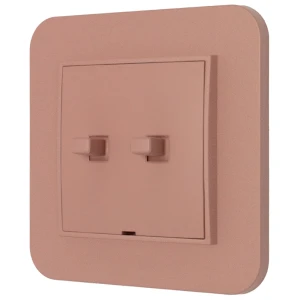 Włącznik podwójny w stylu USA ramka zaokrąglona seria Mini kolor łososiowy