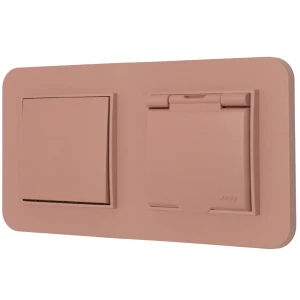 Włącznik pojedynczy z gniazdem hermetycznym z ramką zaokrągloną seria MINI kolor łososiowy