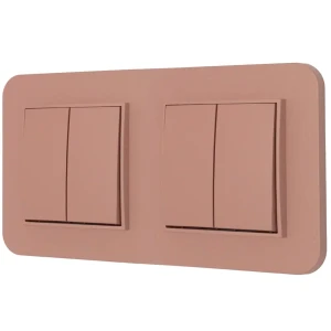 Dwa włączniki podwójne z ramką zaokrągloną seria MINI kolor łososiowy