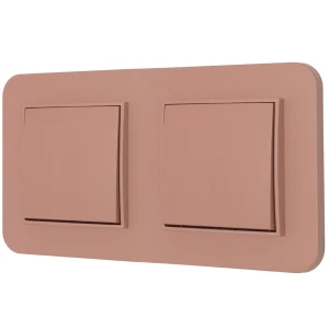 Dwa włączniki pojedyncze z ramką zaokrągloną seria MINI kolor łososiowy